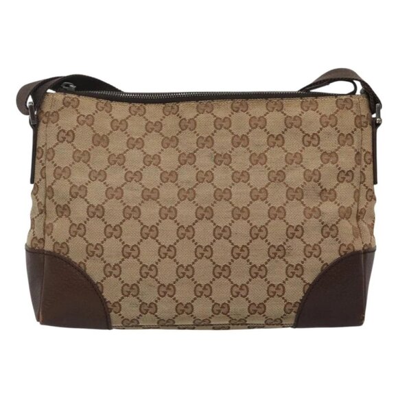 GUCCI GG Canvas Shoulder Bag Beige Silver - Picture 3 of 14